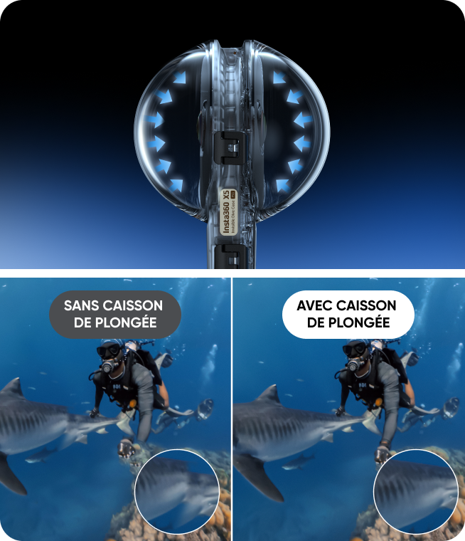 Boîtier Étanche 60M Pour Insta360 X5 - Caisson Plongée Sous-Marine Protection Caméra