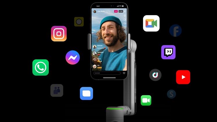 Stay in frame and create videos, live stream, and video call directly with your iPhone's native camera app and your favorite iOS apps.