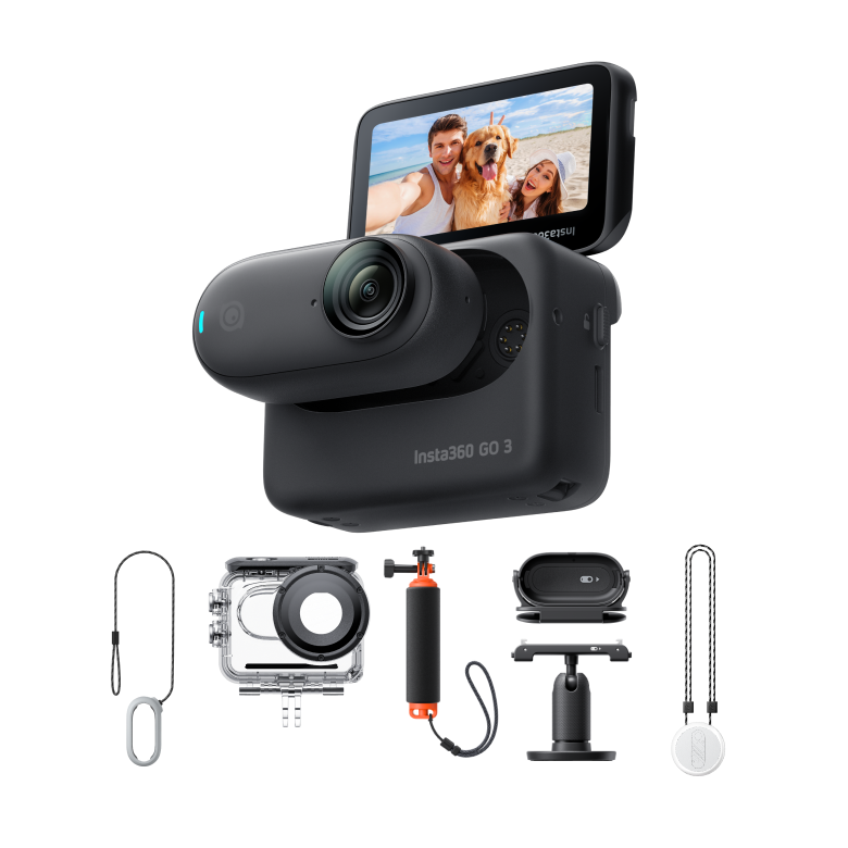  Insta360 GO 3 64GB - Kit de acción para vlogging cámara para  creadores, vloggers, mini cámara de acción con pantalla táctil abatible,  luz y portátil, manos libres POV, montaje en cualquier