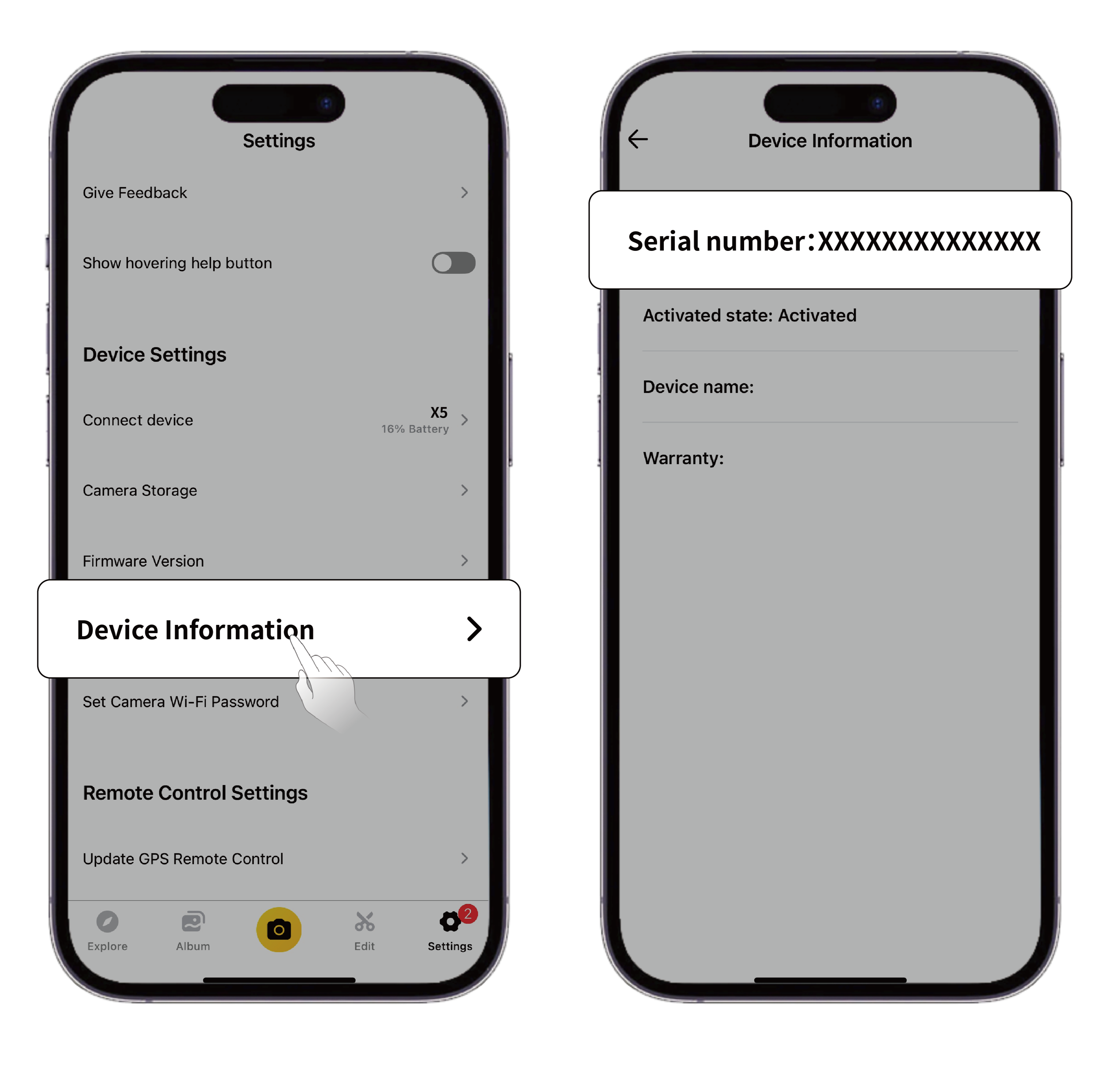 Find Your Serial Number - X5 Support
