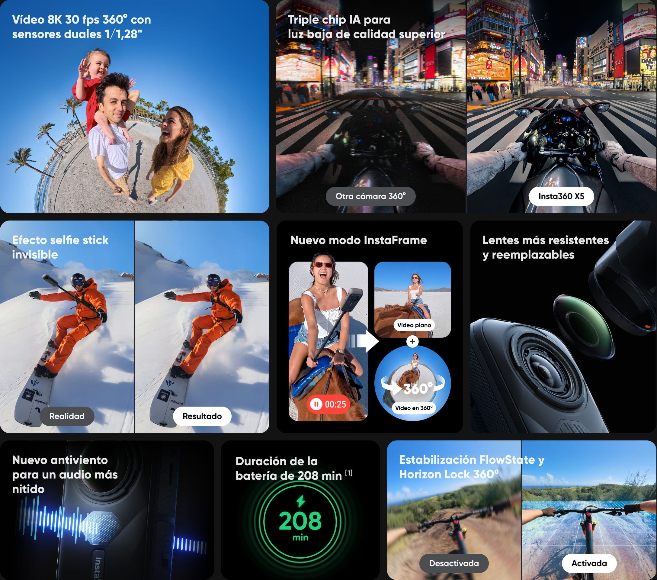 Insta360 cámara visión 360°