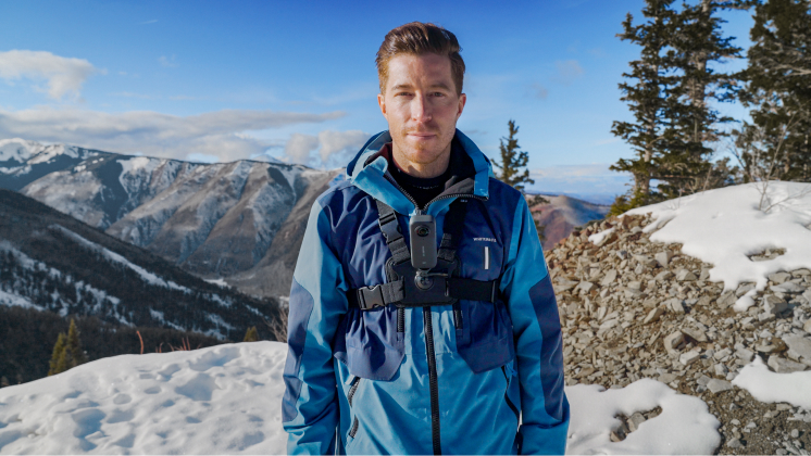 Shaun White pictured with Insta360 X3 and Chest Strap